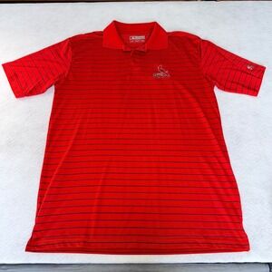True Fan MLB St Louis Cardinals Polo Shirt Mens Large Red Striped 74144